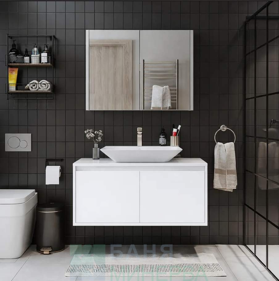 PVC Мебел за баня COMO WHITE с плот и вратички 80-45 см - Image 3