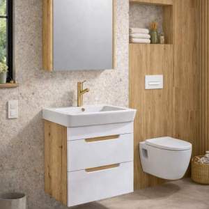 ARVIPO PVC Комплект Долен CASERTA 50 WOOD с чекмеджета + Горен шкаф