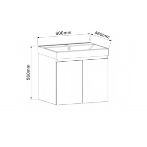 PVC ШКАФ AMO-60 5157-60+УМИВ 5953W-2NEW 60 см