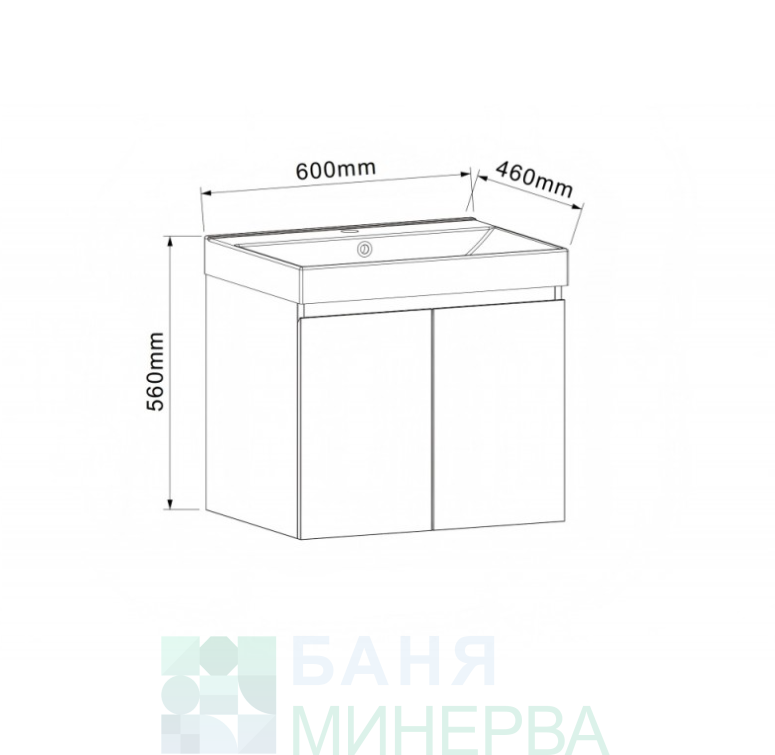 PVC ШКАФ AMO-60 5157-60+УМИВ 5953W-2NEW 60 см - Image 2
