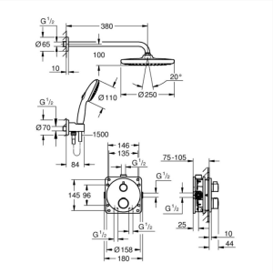 GROHE 34872000 GROHTHERM Tempesta 250 Душ система за вграждане