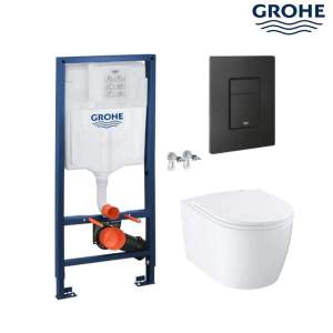 GROHE Rapit SL Структура с Тоалетна 103860SH00 Капак 39913001 и бутон Черен мат 38732KF0
