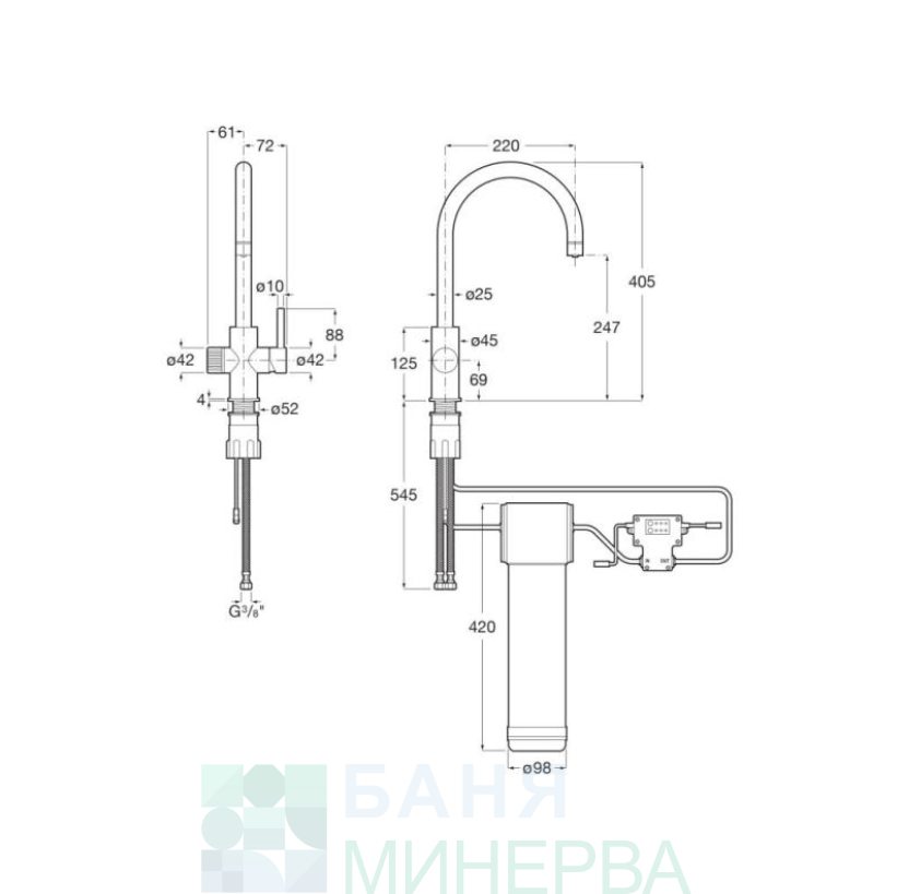 ROCA AQUAFY A5A8B3GC00 Кухненски смесител с Два режима - за Филтрирана и за Чешмяна вода - Image 3